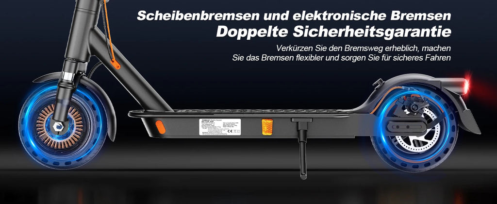 TODIMART T6 ABE E Scooter Mit Straßenzulassung, 30-35 km range, 350-500W brushless motor, dual brakes, and 8.5-inch run-flat tires