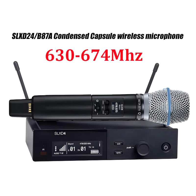SLXD Mikrofon 500/600/800MHz Drahtloses Mikrofonsystem 4-Pin Headset KSM8/Beta58 Professionelles Audio-Equipment für Bühne Karaoke