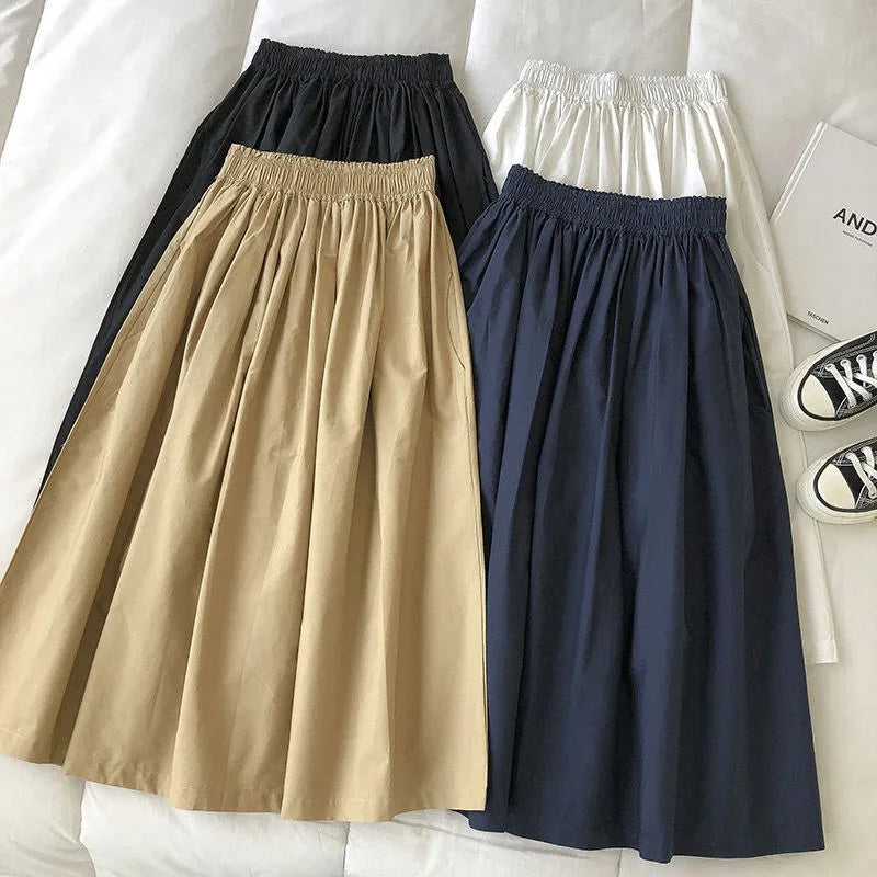 Damen Schwarzer Rock Midi High Waist Korean Style Plissiert A-Linie Vintage Kleidung 2026 Neue Sommer Casual Mode Damen Arbeitskleidung Hauptbild