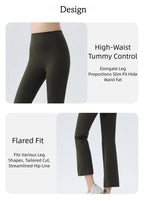 DRUR Damen High Waisted Capri 3/4 Yoga Leggings mit Bauchkontrolle Schlaghose für Fitnessstudio Laufen Tanz Sommer Neu