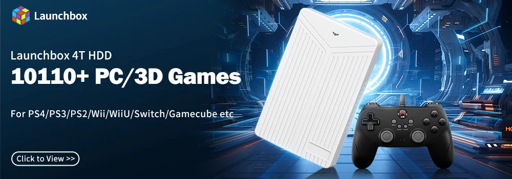Launchbox 500GB Gaming-Festplatte, tragbare Gaming HDD mit über 3700 PC-/3D-Spielen für PS4/PS3/PS2/Wii/WiiU/Switch Spielekonsolen für PC