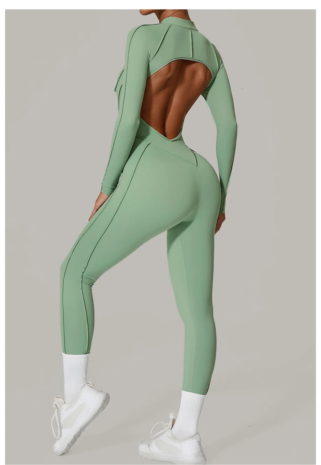 Damen-Trainingsanzug Fitness-Workout Sportkleidung Outfit Reißverschluss-Jumpsuit Yoga Fitness Overall Set Offene Rücken Bodysuits Anzug für Damen
