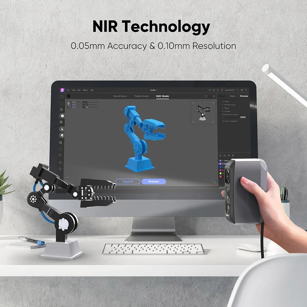 3DMakerpro Moose Lite 3D Scanner, 24-bit Color Camera, Al Visual Tracking,0.05mm Accuracy, 0.10mm Resolution, 10fps Frame Rate