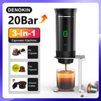 Kabellose elektrische tragbare Espresso-Kaffeemaschine für Auto & Zuhause, Camping-Kaffeemaschine, 3-in-1 Kapsel-Pulver-Reisekaffeemaschine