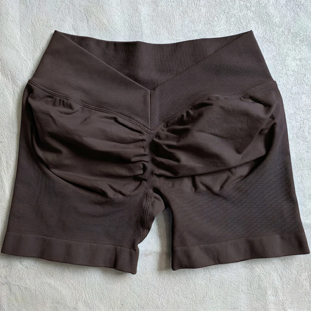 Damen Scrunch Shorts nahtlos V-Rücken Scrunch Booty Shorts Fitness Workout Laufen Yoga Gym Shorts