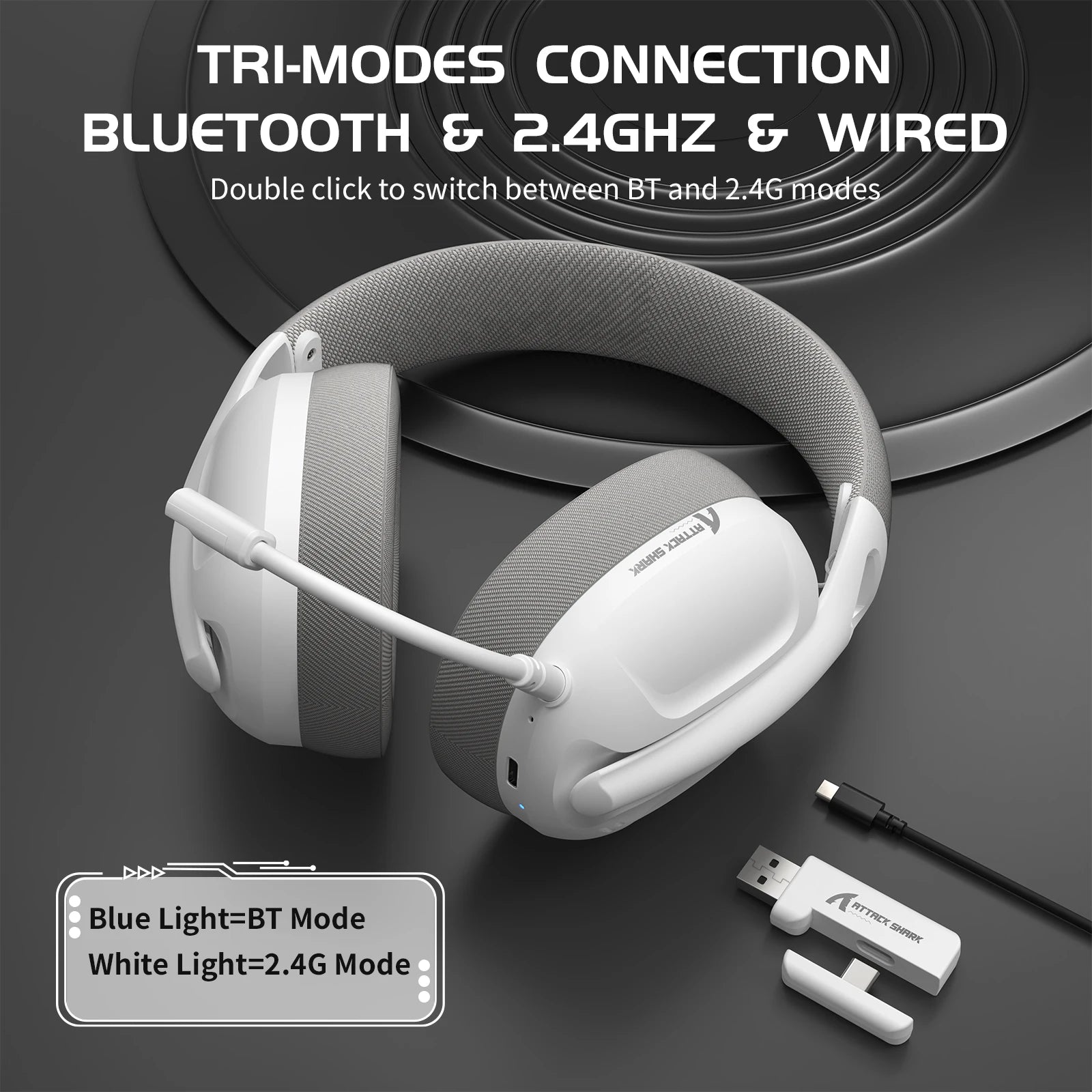 ATTACK SHARK L80 Ultra-Light Tri-Mode Gaming Headset Lightweight Wireless Gaming Headset for PC/PS4/PS5/Switch/Xbox Hauptbild