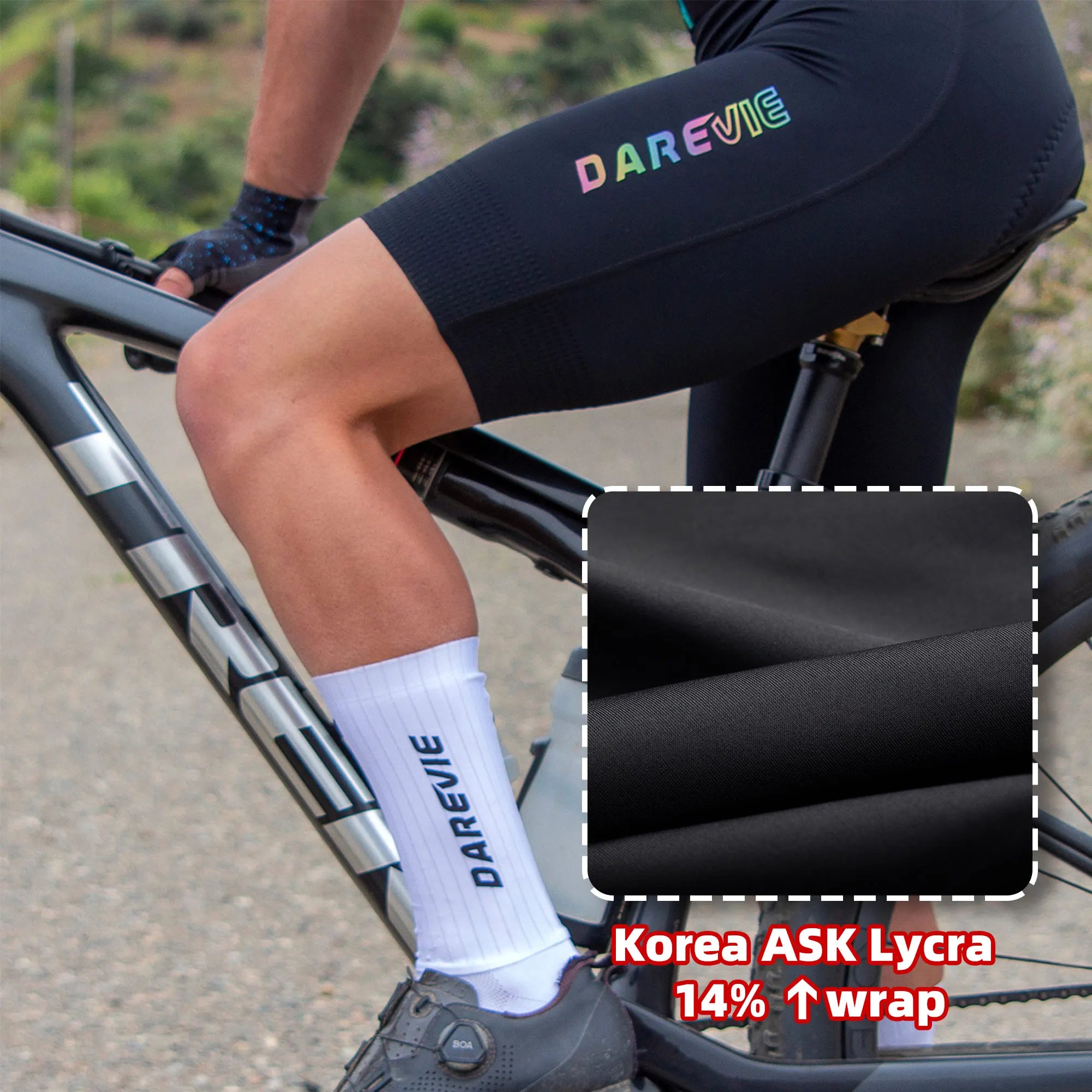 DAREVIE Radhose Seamless 4.0 Italien ELASTIC-INTERFACE Polster Radhose Diamond Beinabschluss Herren Trägerhose
