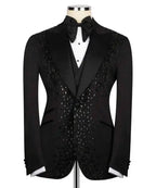 Luxus Anzug 2-teiliges Set für Herren Perlenbesetzte Smokings Revers Ein Knopf Maßgeschneiderter Blazer Lässiges Business Pailletten Hochzeit Bräutigam