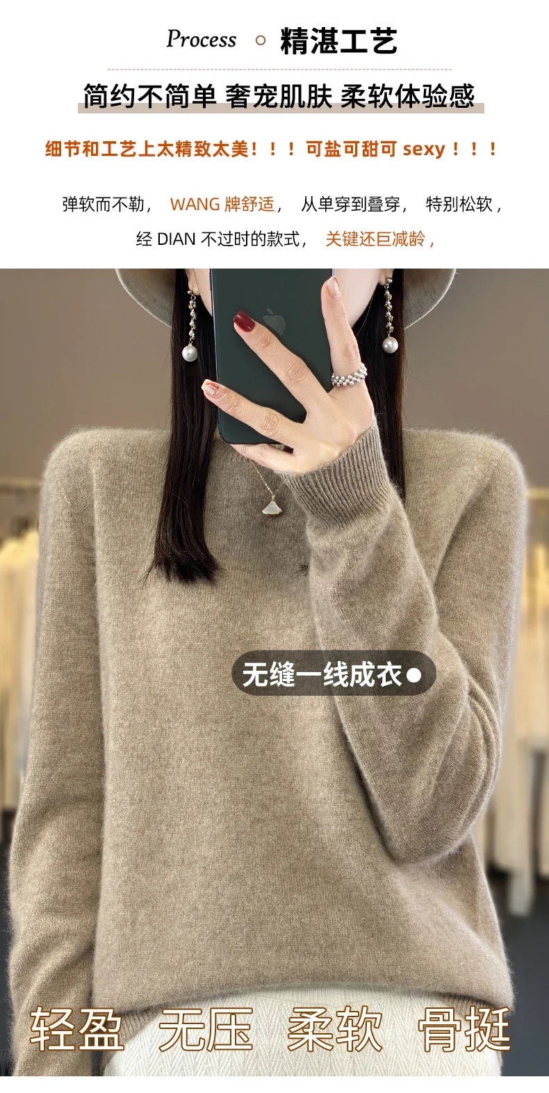 100 % Merinowolle Pullover Damen O-Ausschnitt Kaschmir Strickwaren Female Pullover Herbst Winter Freizeit Oberteile Einfarbig Weiche Kleidung