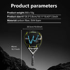 12K Carbonfaser-Padel-Schläger | mit EVA Memory Foam Baumwolle | Neuer Prozess Caged Tennisschläger | Board Style Schläger