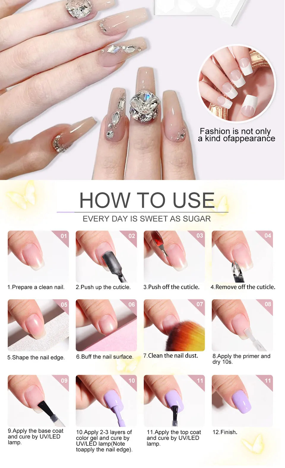 LIMEGIRL Gel-Nagellack-Kit UV Soak-off Gel Primer Polish Maniküre-Kit mit UV LED Lampe Trockner Semi-permanentes Gel-Nagellack-Kit