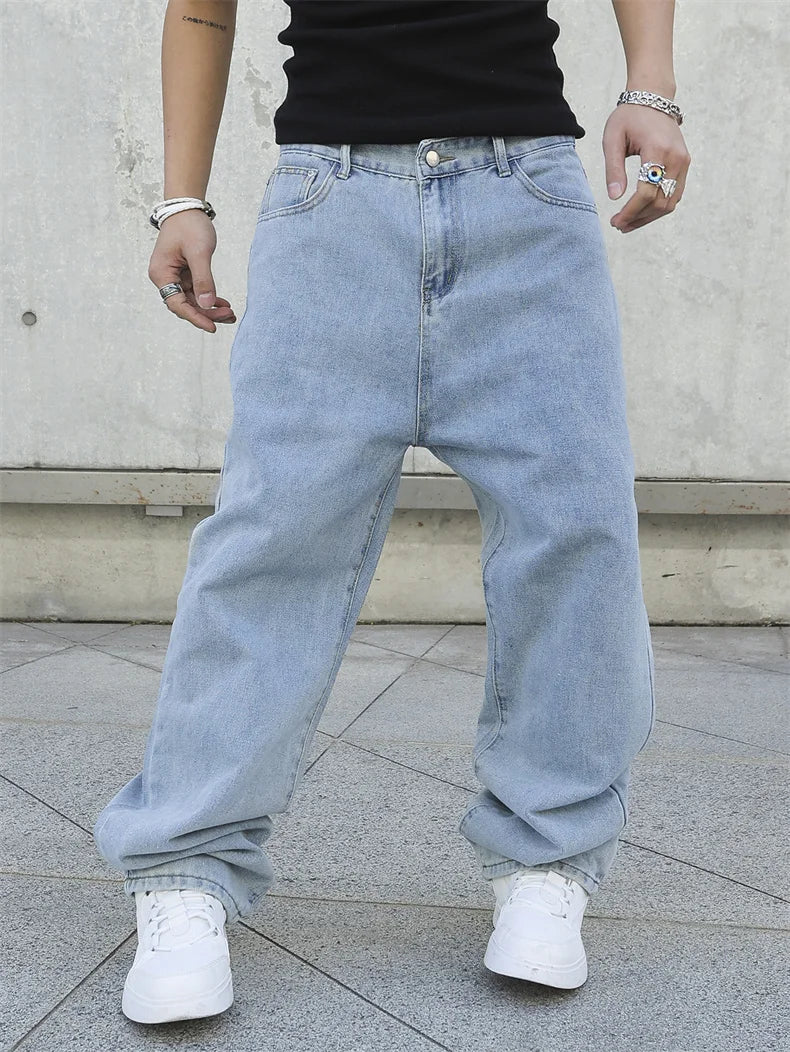 Frühling Herbst Herren Baggy Jeans Oversize Straight Loose Lässige Denim Hose Unifarben Streetwear Fashion Y2k Weite Hosen