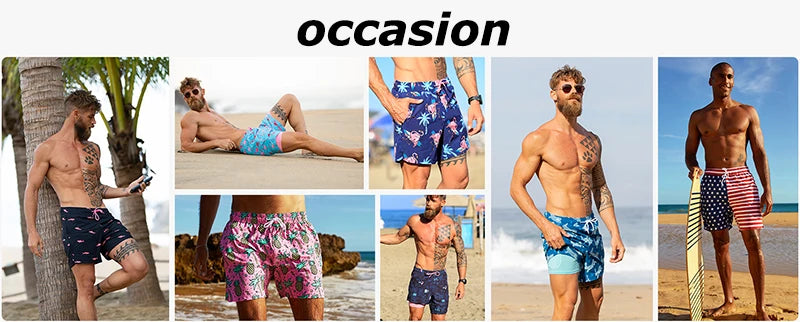 Herren-Badehose mit Kompressionsfutter, Handytasche, schnell trocknend, Badeshorts, Strandshorts, Bademode