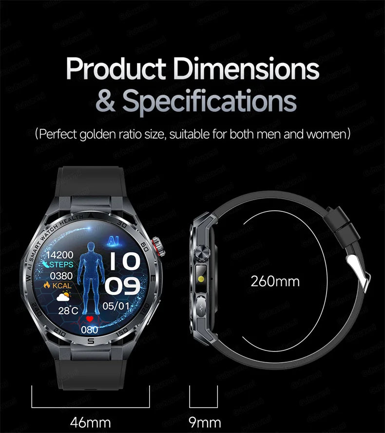EKG High-End Gesundheits-Smartwatch Herren Blutdruck Lipide Blutsauerstoff Körperanalyse Harnsäure Gesundheitstracker Smartwatch Herren Damen