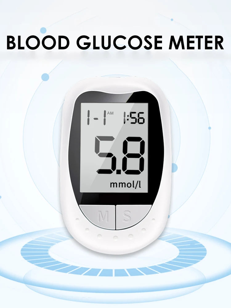 Medizinischer Blutzuckermesser 50 Blutzuckerteststreifen Lanzetten Blutzuckermessgerät Kit Zuckermonitor Glucometro für Diabetes mmol/L oder mg/dL
