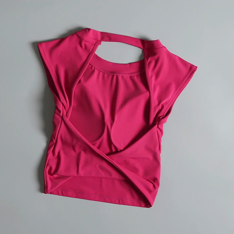 Sexy rückenfreies Sport-Top für Damen, fester Brustpolster, eng anliegendes, schnell trocknendes, schlankes Yoga-Oberteil, atmungsaktives Fitness-Shirt