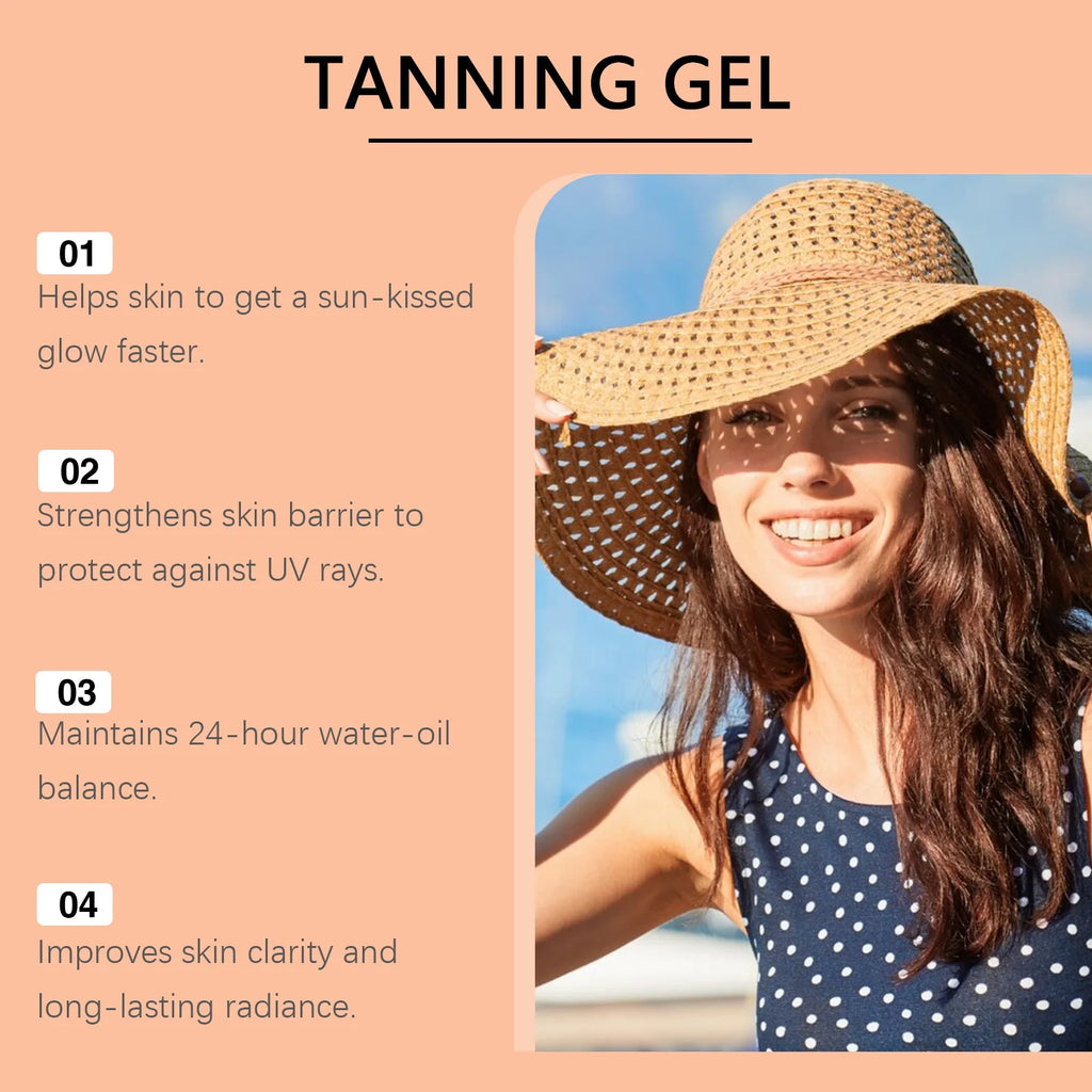Intensives Bräunungsgel Beruhigt Trockenheit Rötungen Gleicht den Hautton aus UV-Schutz Sonnenbräunungsöl Körperbronzer Beschleunigt dunkle Hautcreme
