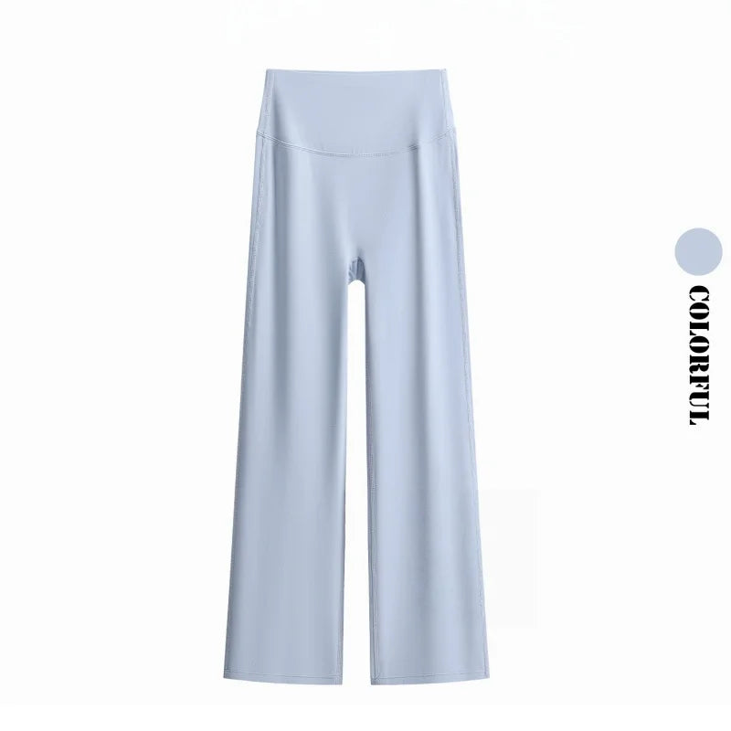 DRUR Damen High Waisted Capri 3/4 Yoga Leggings mit Bauchkontrolle Schlaghose für Fitnessstudio Laufen Tanz Sommer Neu