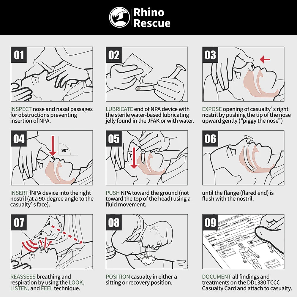 RHINO RESCUE Nasopharyngeal-Tubus, NPA Nasaler Tubus 28 FR. mit Gleitmittel (2er-Pack)