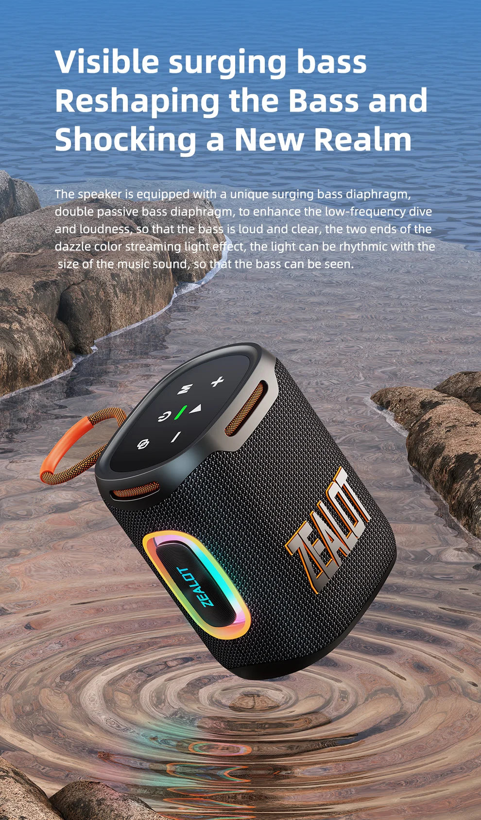S122 25W Kabelloser Bluetooth-Lautsprecher Outdoor Tragbarer Mini Wasserdichter Lautsprecher mit Licht 6000mAh Akku Bass Boost für Outdoor