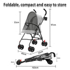 Animals stroller for small dogs and cats, foldable, with cup holder, 4 wheels, breathable mesh, large capacity, gray/blue/pink/black