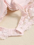 1 Set Elegantes Dessous-Set aus Spitze mit Stickerei und atmungsaktivem Stoff: Push-Up-BH, transparenter Schlüpfer mit tiefem Bund – das ultimative Valentinstagsgeschenk