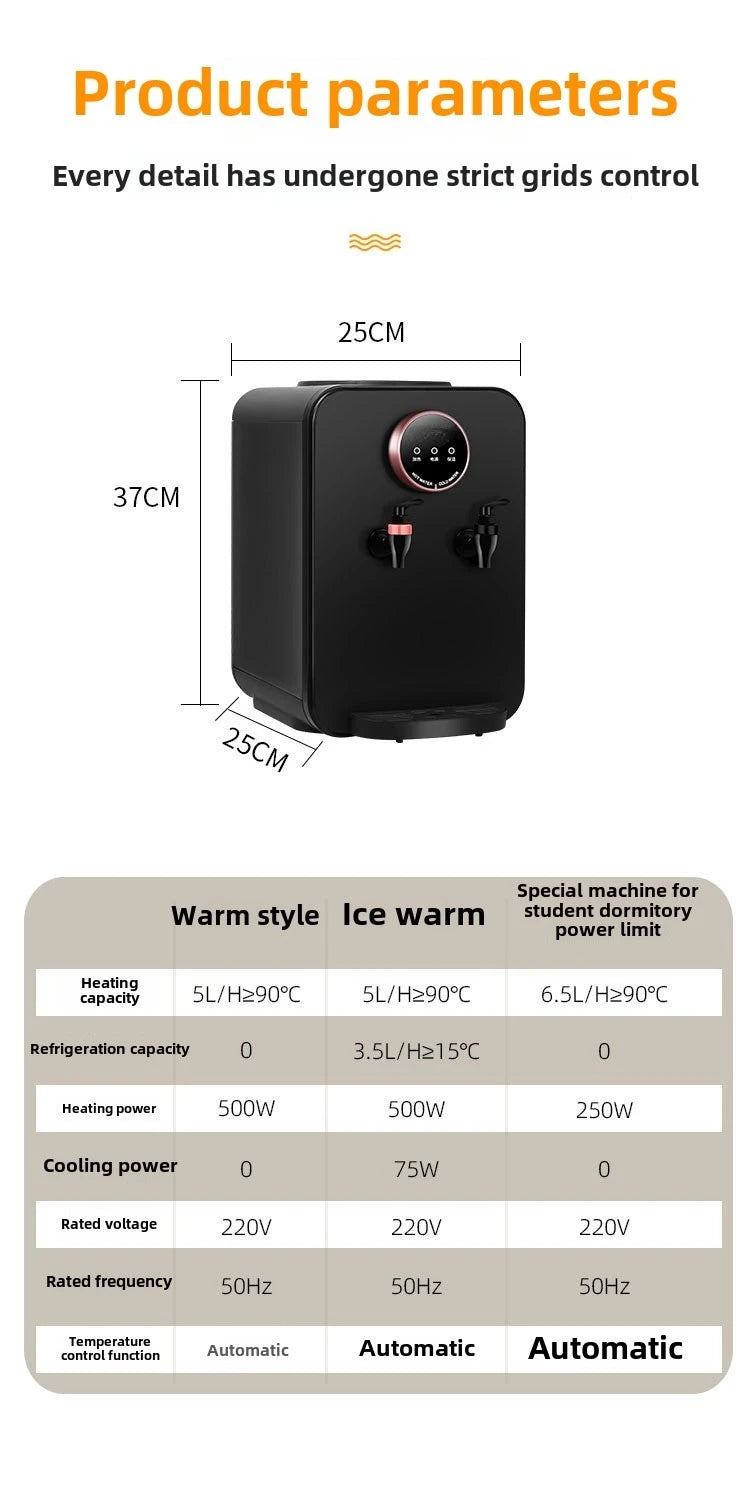 110V 220V Tisch-Kalt-/Heißwasserspender, Haushalts-Eis- & Warm- & Heißwasserbereiter mit automatischer Temperaturregelung