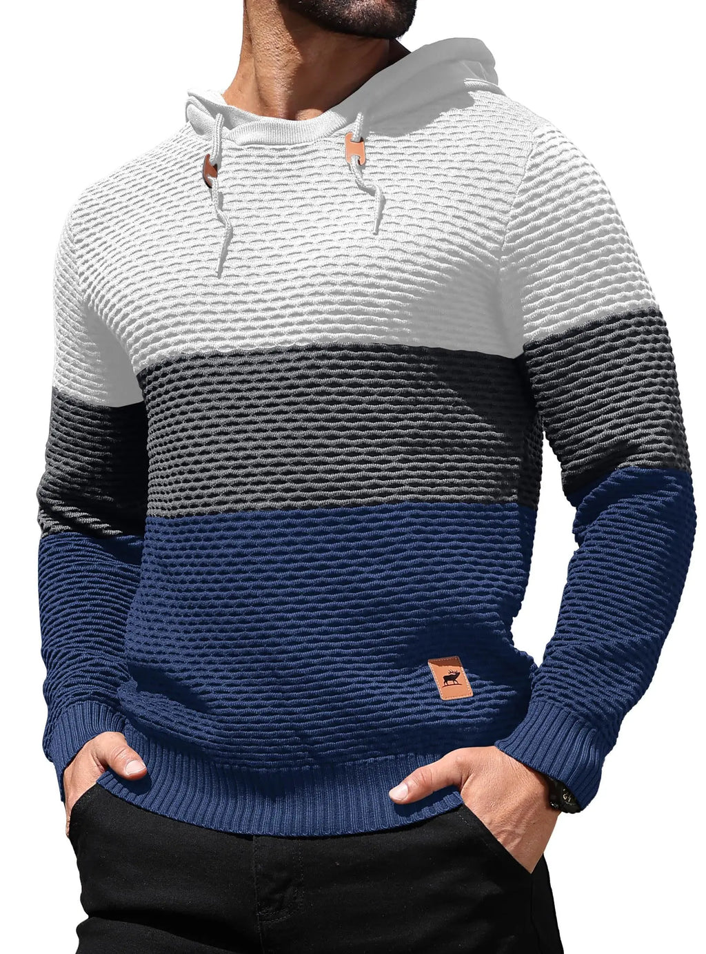 Herren Pullover Frühling Neu Sportlich Warm Figurbetont Gestrickt Pullover Hoodie Kordelzug Hoodies Freizeit Sweatshirt US Größe