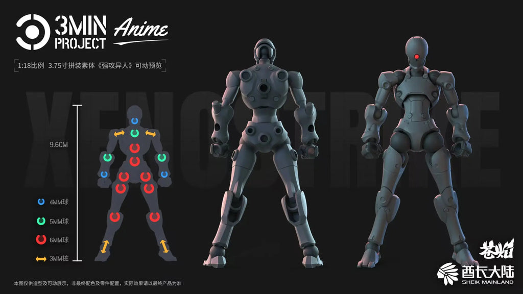 SHEIK MAINLAND 3MIN PROJECT A 3.75 Zoll super bewegliche humanoide Körper starke Attacke Alien Figur Bausatz Modell Spielzeug Sammlung Geschenk
