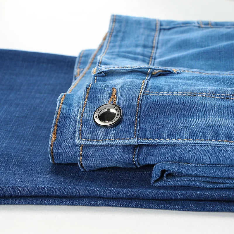 Herrenhose Büro Business Jeans Herren Klassische Blau Schwarz Baumwolle Stretch Straight Denim Hose Herren Marken Hosen