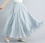 Neue 2020 Damen Leinen Baumwolle Lange Röcke Elastische Taille Plissierte Maxi Röcke Strand Boho Vintage Sommer Röcke Faldas Saia