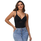 Cross Waist Tummy Control Body Shaping Bodysuit für Damen Ganzkörperkontrolle V-Ausschnitt Mesh Atmungsaktiver Slip Unterwäsche Po-Former