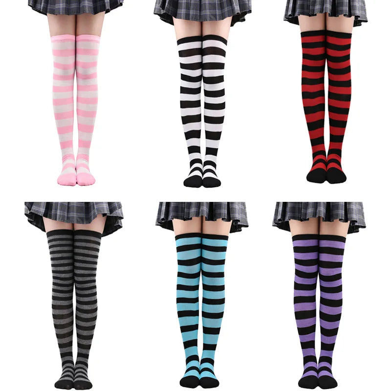 Farbige gestreifte Strümpfe Japanische Overknee-Socken Mode Frauen Warmhalten Socken Sexy Schlanke Lange Socken Strumpfwaren JK Cosplay Lolita Y2k