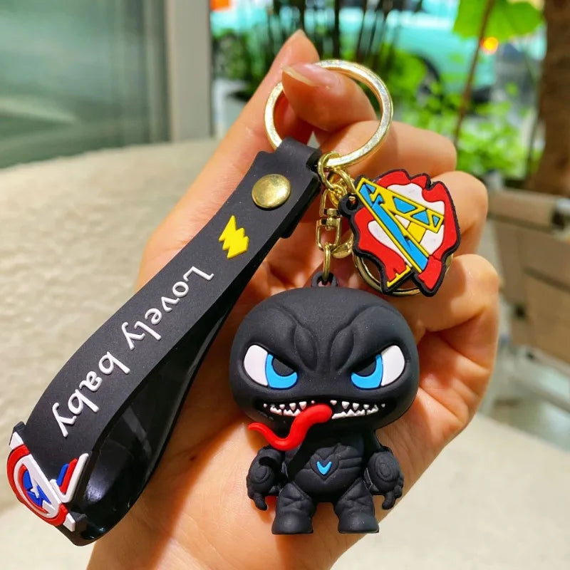 Marvel cartoon Avengers cute silicone doll keychain Spiderman Iron Man Captain America Hulk Thor Batman school bag pendant