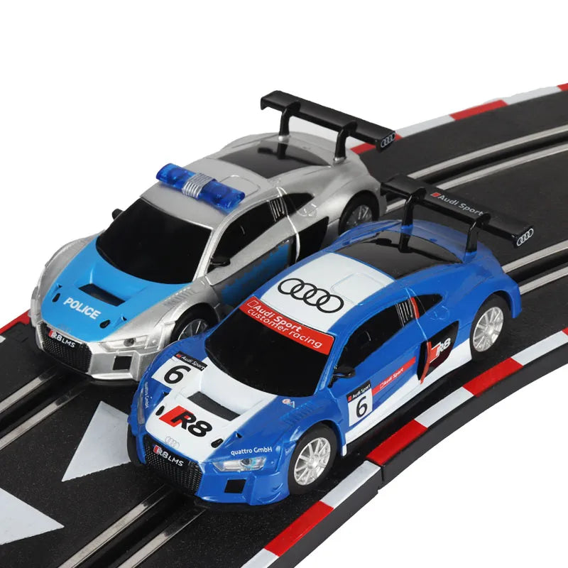 Analog Slot Car Rennen R8 Polizei 1 43 Set Elektrisches Auto Geschenk Kinder für Scalextric Compact Go Ninco Scx Cars Spielzeug