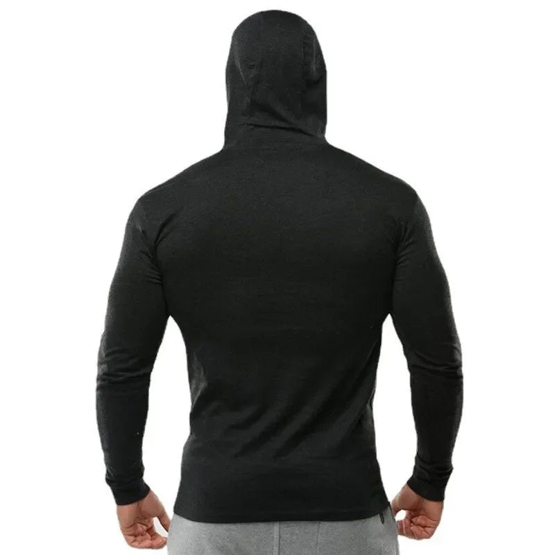Gym Running Sport T-Shirts Herren Baumwolle Langarm Kapuzenpullover Kleidung Fitness Bodybuilding Muscle Hoodies Workout Jogging Shirts