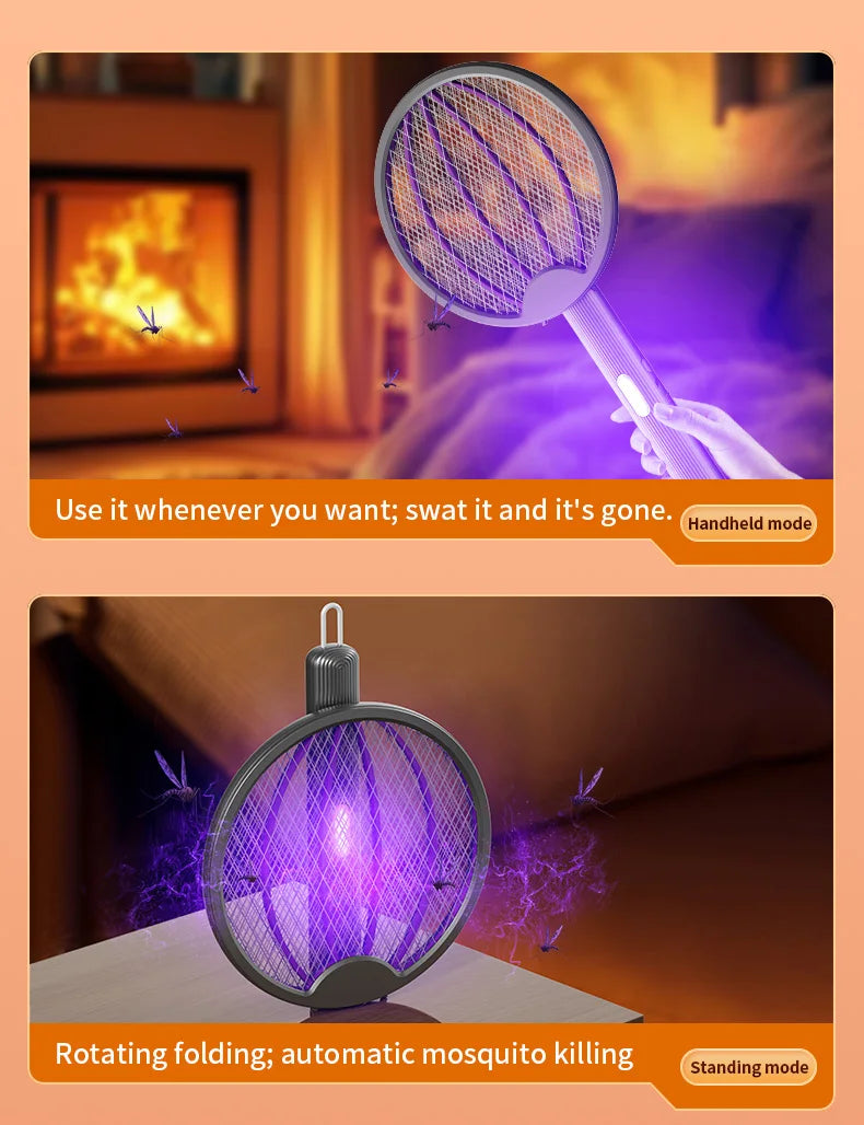 Faltbare elektrische Mückenklatsche 3-in-1 elektrische Mückenlampe wiederaufladbare Wand-Mückenklatsche