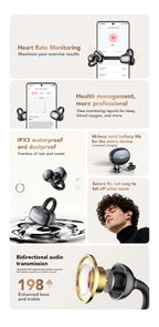 MINISO MS503 Kabellose Bluetooth-Kopfhörer KI-Übersetzungs-Ohrhörer Outdoor-Sport-Kopfhörer Klarer Klang Kopfhörer Weich Bequem