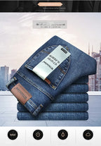 WTHINLEE Business Herren Jeans Casual Straight Stretch Mode Klassische Blaue Arbeits-Denim-Hosen Herren Markenbekleidung Größe 28-40