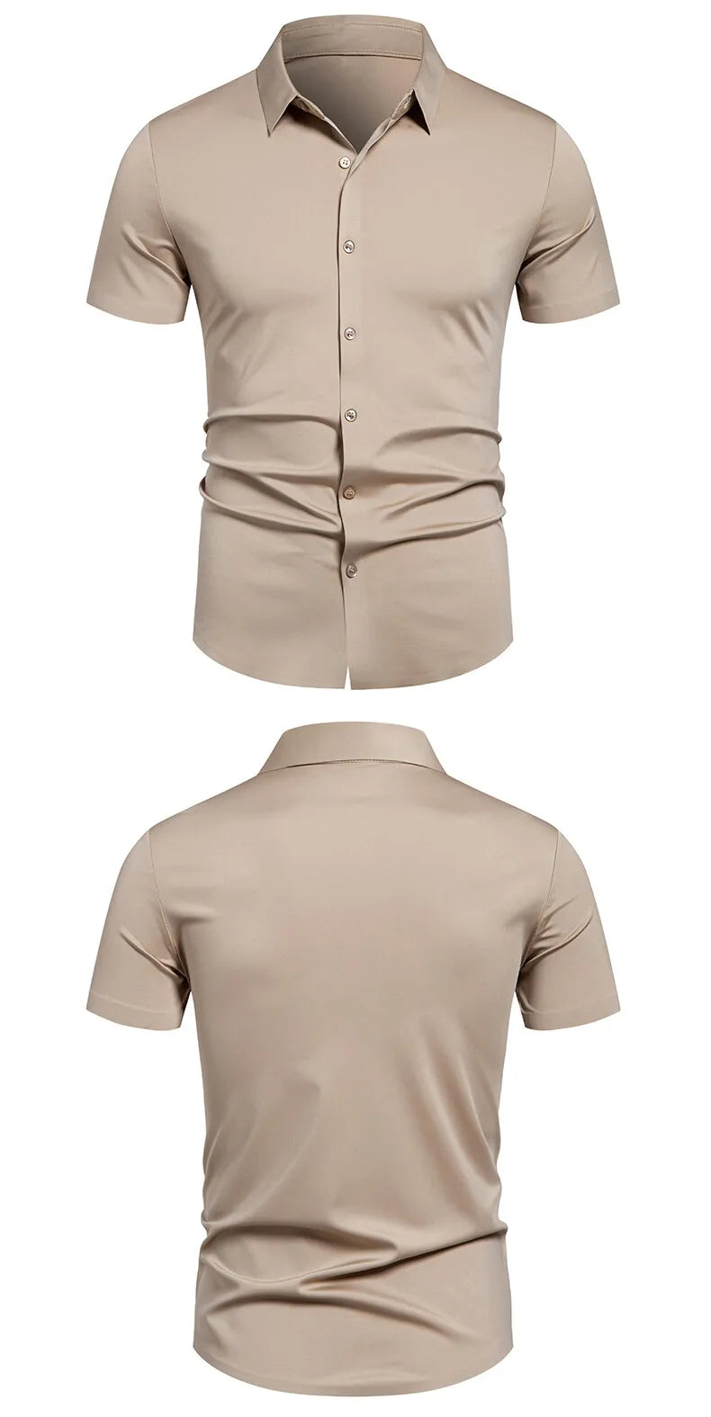 Herren Stretch Hemd Bügelfreie Hemden Regular Fit Kurzarm Stretch Business Casual Button-Down Hemden