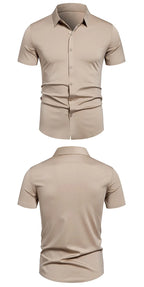 Herren Stretch Hemd Bügelfreie Hemden Regular Fit Kurzarm Stretch Business Casual Button-Down Hemden