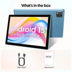 Neueste globale Version Android 15 Tablet, 10-Zoll-Tablet, Quad-Core-Prozessor, 1280*800 Auflösung, 12 (3+9) GB RAM, 64 GB Speicher