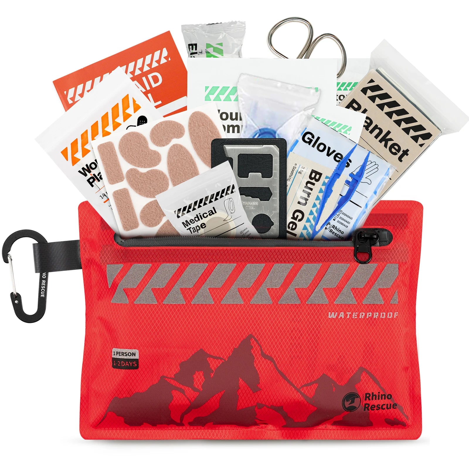 Rhino Rescue Kleines Erste-Hilfe-Set – Ultraleichtes wasserdichtes Medizinisches Notfallset für Wandern, Rucksackreisen, Radfahren, Reisen und Fahrzeuge
