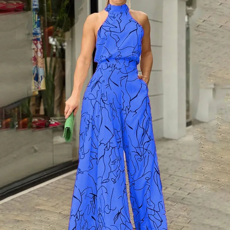 Sexy ärmelloser Jumpsuit Büro-Dame Frühling Sommer Mode Lässige schulterfreie bedruckte Jumpsuits für Frauen 2024 Einteiler Strampler