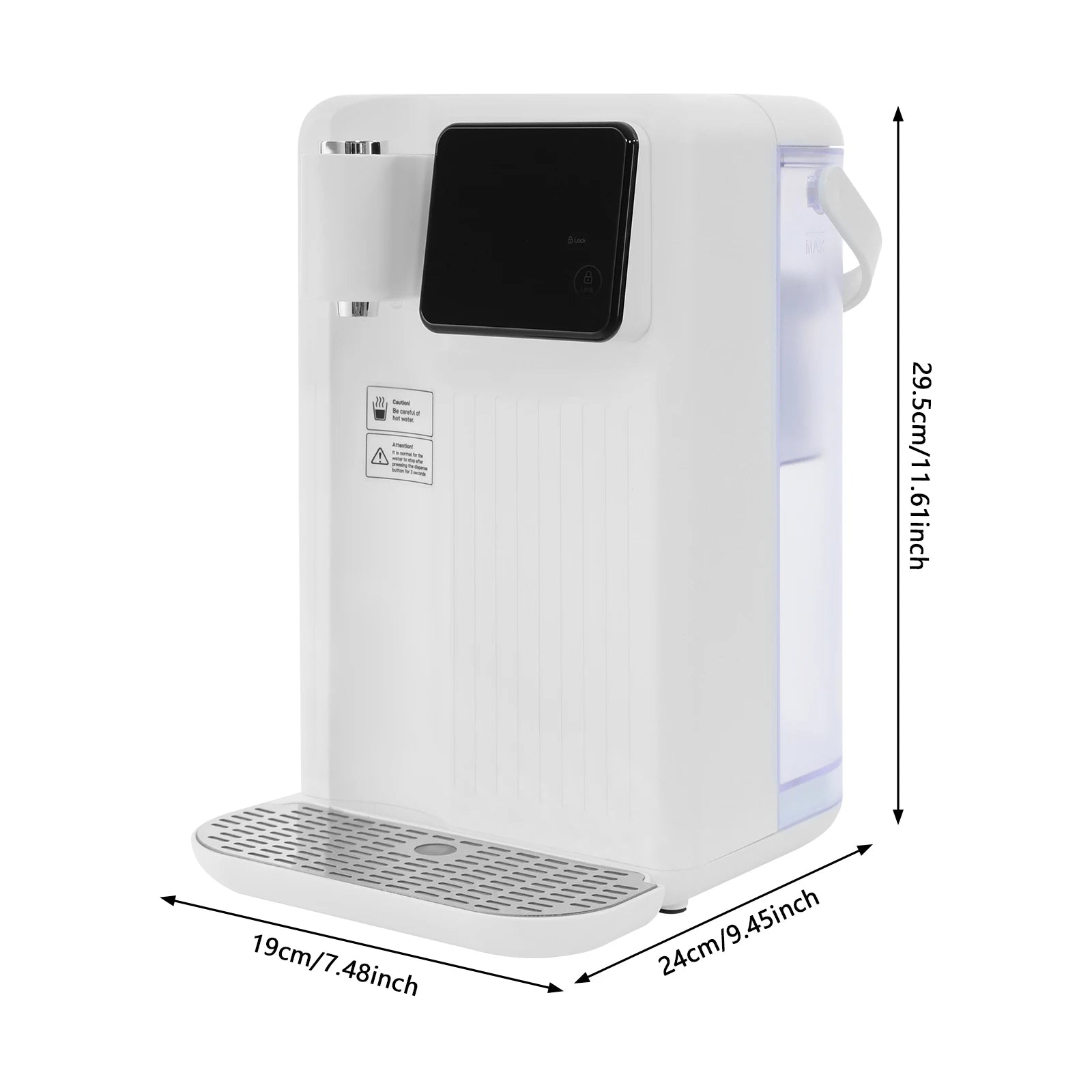3L Weißer Instant-Heißwasserspender mit LED-Anzeige 19*24*29,5cm Schnelle Heizung Wasserspender Büro Desktop Wasserspender