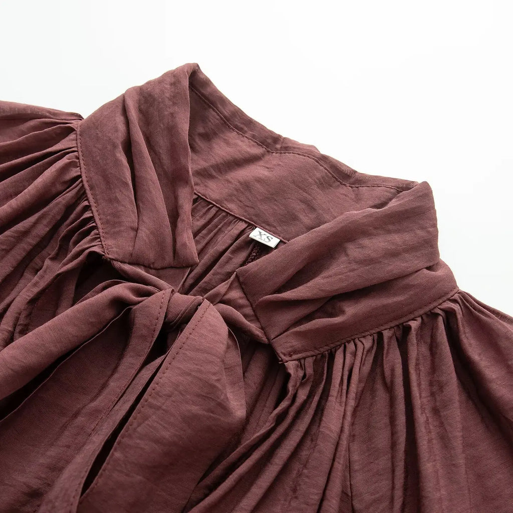 NLZGMSJ Schleifendekoration Locker Langärmlige Blusen für Damen Neue Mode Rüschenkante Hemden und Blusen Damen Top