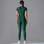 Ärmelloser Yoga-Jumpsuit mit Reißverschluss, schnelltrocknender, atmungsaktiver, figurbetonter Outdoor-Sport-Jumpsuit, Fitnessanzug