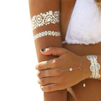 Gold-Spitzen-Tattoo-Aufkleber Hanna Tattoo Tattoo Wasserdichte Temporäre Tattoo-Aufkleber Coole englische Alphabet Fake-Tattoos