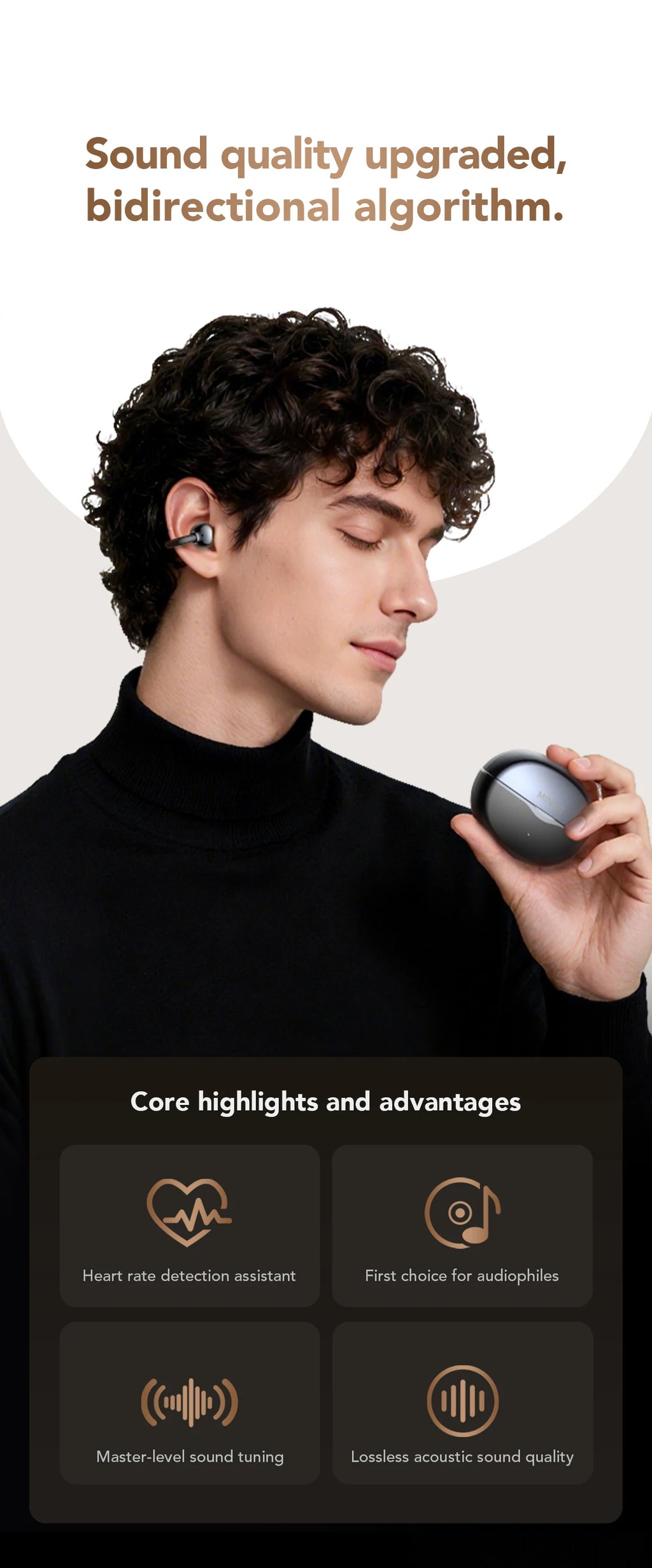 MINISO MS503 Kabellose Bluetooth-Kopfhörer KI-Übersetzungs-Ohrhörer Outdoor-Sport-Kopfhörer Klarer Klang Kopfhörer Weich Bequem
