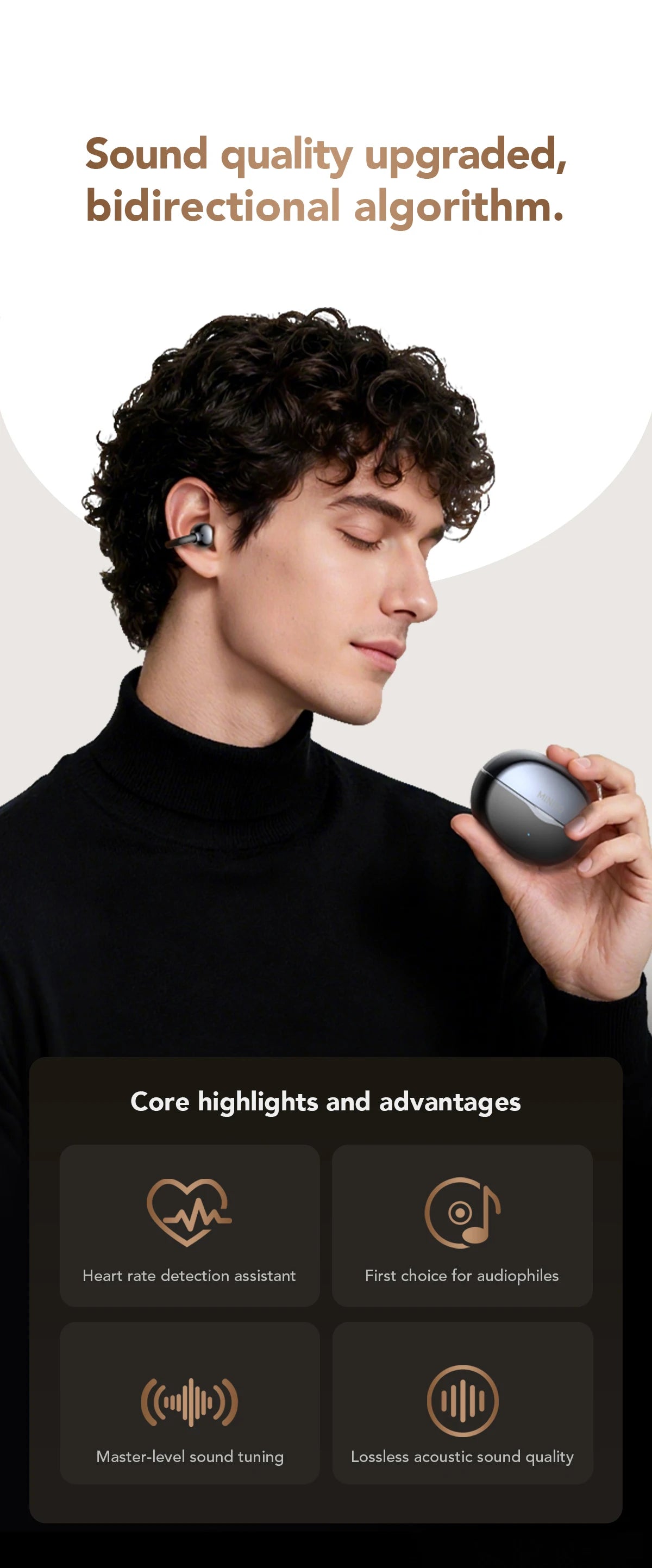 MINISO MS503 Kabellose Bluetooth-Kopfhörer KI-Übersetzungs-Ohrhörer Outdoor-Sport-Kopfhörer Klarer Klang Kopfhörer Weich Bequem